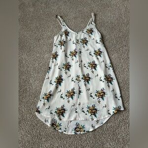 Floral Print White Women's Dress